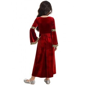 Kaerm Robe Médiévale Enfant Fille Renaissance Cosplay Princesse Déguisement Halloween Costume Grèce Robe Dress Up Robe Lacets