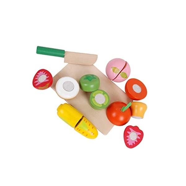 TOYANDONA Jouets Alimentaires Coupe à Découper en Bois Fruits Légumes Ensemble en Bois Cuisson des Aliments Jeux de Simulatio