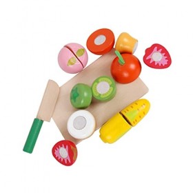 TOYANDONA Jouets Alimentaires Coupe à Découper en Bois Fruits Légumes Ensemble en Bois Cuisson des Aliments Jeux de Simulatio