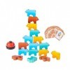 MagiDeal Blocs à empiler danimaux Montessori, activités de motricité fine préscolaire, jouet à empiler en bois, jeu de blocs
