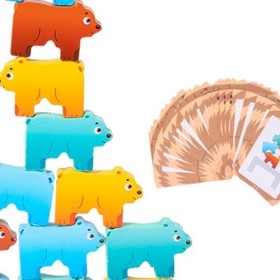 MagiDeal Blocs à empiler danimaux Montessori, activités de motricité fine préscolaire, jouet à empiler en bois, jeu de blocs