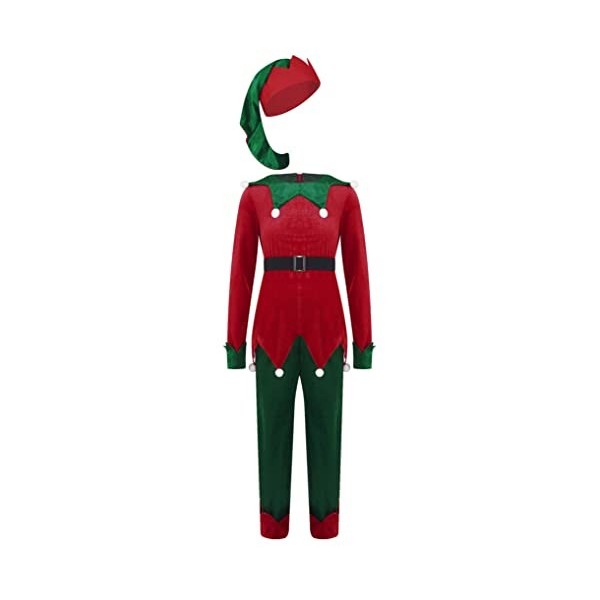 LiiYii Noël Unisexe Deguisement Lutin Enfant Vetement Costume de Noël Halloween Party Tenue Jeu de Rôle Santa Cosplay Elf Cha