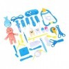 Encouragez Le Jeu de Rôle et lapprentissage avec Ce Kit de Jouets de Docteur en Plastique Bleu, 43 Pièces, Stéthoscope, Kit 