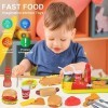 Dinette Enfant Jouet Aliment Cuisine Hamburger, avec Plateau Frites Hot-Dogs, Jeux Dimitation Éducatif Cadeau Anniversaire p