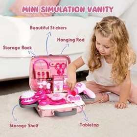 VATOS Faire Semblant de Maquillage Jouets Trousse de Coiffure et de Vanité pour Enfants Jeu dimitation Coffrets de Rôle Enfa