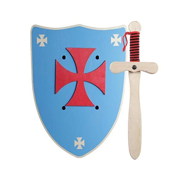 GERILEO Ensemble Épée et Bouclier en Bois - Jouet Garçon et Fille