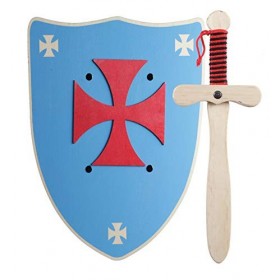 Épée et Bouclier Chevalier en Bois Faits à la Main - Jouet Garçons, Filles, Enfant - Complément Jeux, Jeux dImitation, Dégui