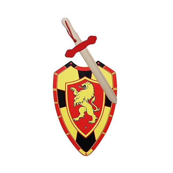 Épée et Bouclier de Chevalier en Bois avec Blason - Jouet pour Enfants, Garçons et Filles - Fait à la Main - Complément Jeux,