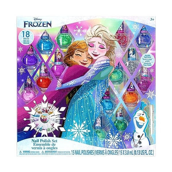 Disney Princess - Townley Girl Ensemble de vernis à ongles Peel-Off non toxique avec des couleurs opaques avec des pierres pr