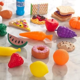 KidKraft 30 Pièces Ensemble de Jouets de Cuisine, Accessoire pour Dinette, Fruits légumes factices, Accessoires en Plastique 