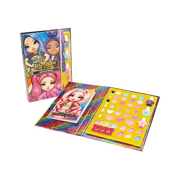 Rainbow High Make Up Book, Livre avec Kit Maquillage Enfant pour Apprendre à se maquiller Le Visage, Les Yeux et Les Mains - 