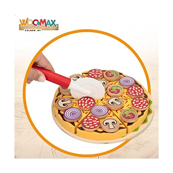 WOOMAX- Set à Pizza en Bois, 49334, Rose