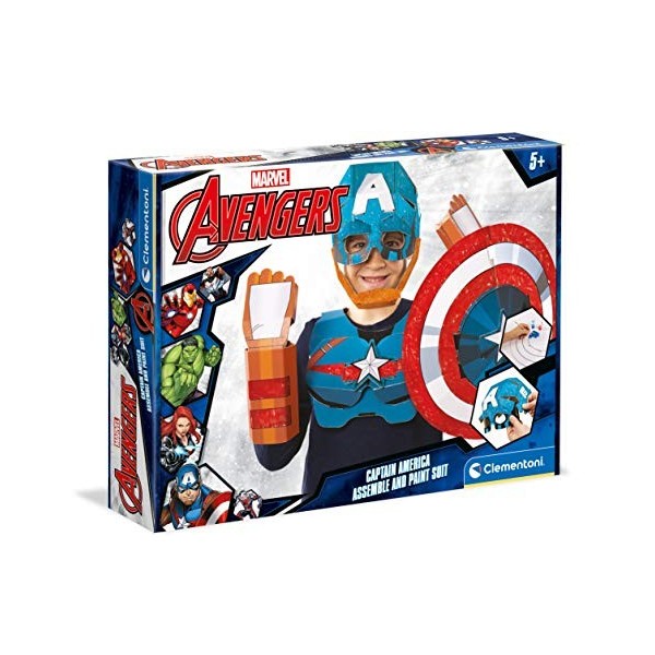 Clementoni- Captain America Le Masque fabriqué en Italie-kit de Loisir créatif, 4 Ans et Plus, 18610, Cranberry, 1