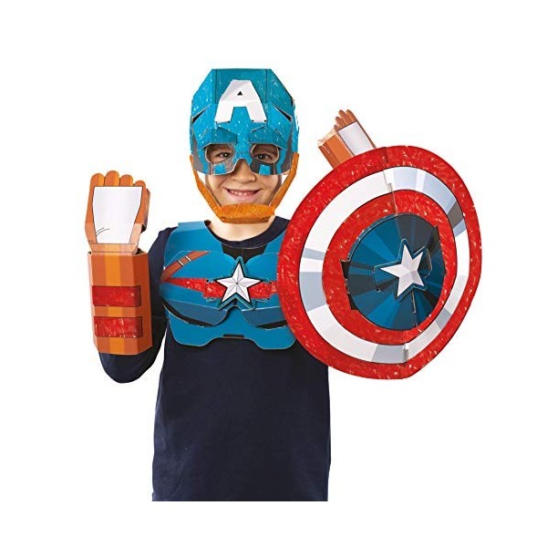 Clementoni- Captain America Le Masque fabriqué en Italie-kit de Loisir créatif, 4 Ans et Plus, 18610, Cranberry, 1