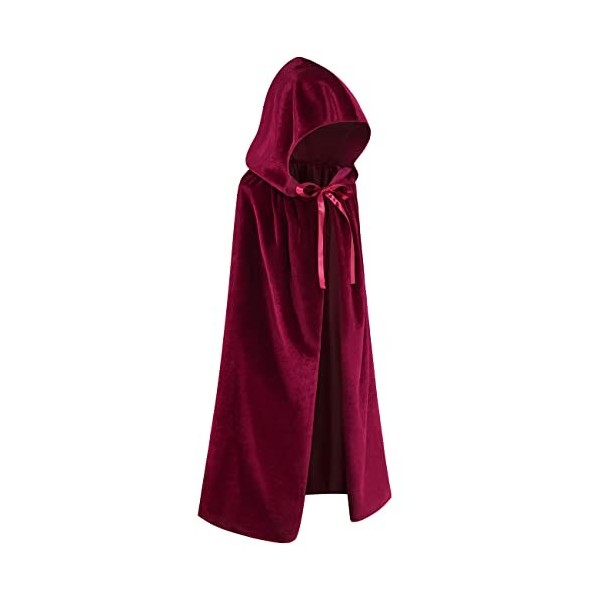 Regenboog Cape en velours bordeaux Youth avec capuche, cloak pour les enfants de 12 à 15 ans, Costumes dHalloween de Noël, m