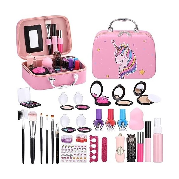 Zawaer Maquillage Enfant Fille, 29pcs Kit de Maquillage Enfant Fille, Lavable Coffret Maquillage Enfant Filles，Halloween, Bir