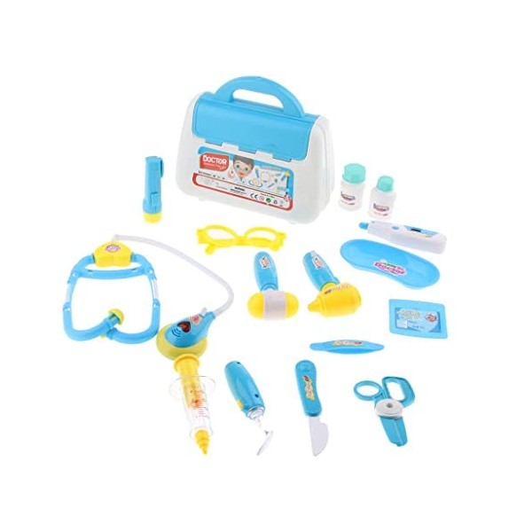 Sharplace Set 15pcs Dentiste Jouets Outils Docteur Infirmière Simulation Médecine Jeu de Rôle Son et Lumière - Rose