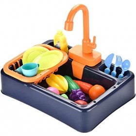 Perfeclan - Jouet électrique pour évier - Lave-vaisselle - Avec eau courante - Jeu de simulation - Avec nourriture et robinet