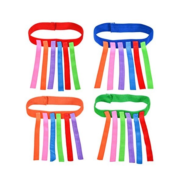 STOBOK Lot de 4 ceintures de jeu pour enfants - Avec bande élastique colorée - Pour activités sportives de plein air