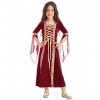 Kaerm Robe Médiévale Enfant Fille Renaissance Cosplay Princesse Déguisement Halloween Costume Grèce Robe Dress Up Robe Lacets