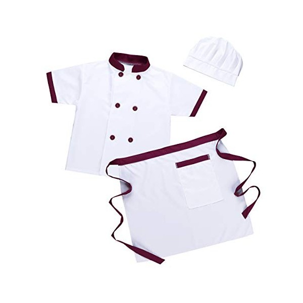 Alvivi Enfant Chef Cuisinier Costume Halloween Costume Fête Déguisement Jouet Cadeau Jeu de Rôle Costume de Chef Cuisine Chem