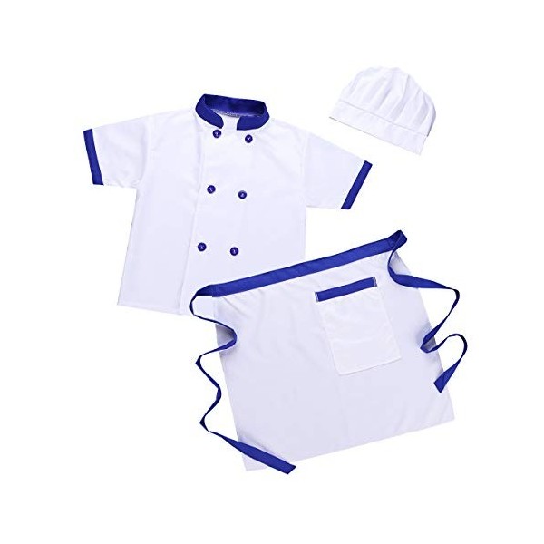 Alvivi Enfant Chef Cuisinier Costume Halloween Costume Fête Déguisement Jouet Cadeau Jeu de Rôle Costume de Chef Cuisine Chem