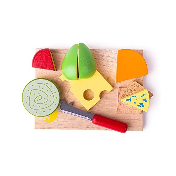 Bigjigs Toys Ensemble Planche à Fromages en Bois | Jouet de Nourriture | Jeu de Cuisine | Jeu dImitation