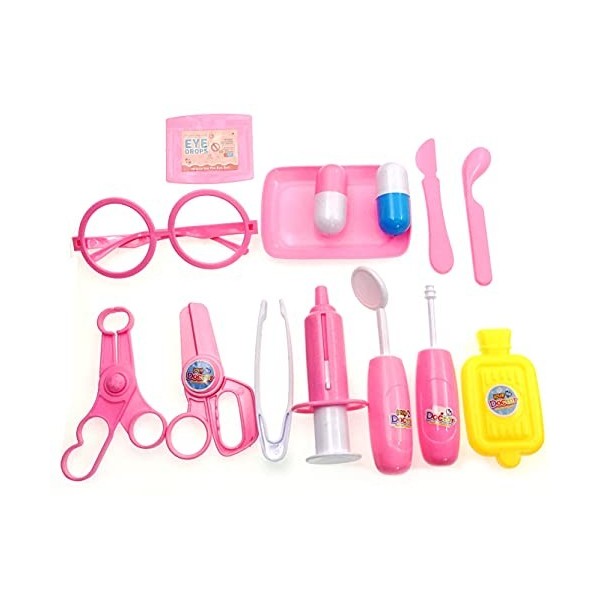 JZK Rose Enfants kit médical Jouets, médecins infirmière Semblant kit de Jeu pour Les Enfants, Ensemble de Jouets de boîte de