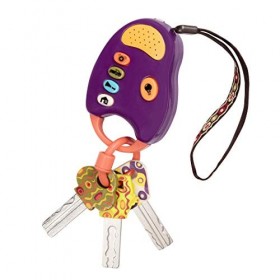 B Toys FunKeys Trousseau de Clés Amusants de Voiture/Ttélécommande avec Lumiere/Sons pour Enfants de 10+ Mois Prune 44138 1 U