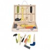 Mandeep Boîte à Outils en Bois Caisse à Outils Jouet Bricolage Construction Jeu dImitation pour Enfants 2+ Ans