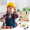 Mandeep Boîte à Outils en Bois Caisse à Outils Jouet Bricolage Construction Jeu dImitation pour Enfants 2+ Ans
