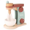 WOOMAX 49547 - Mixeur en bois pour enfants avec accessoires + 2 toasts, 1 œuf frit, 1 morceau de beurre, 1 couteau et 1 assie