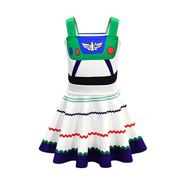 Lito Angels Deguisement de Buzz Robe dété pour Enfant Filles Taille 3-4 ans