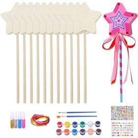 12 Pièces Baguette De Princesse,Baguette De Fée Baguette De Princesse Magique Kit De Peinture Baguette Magique En Bois Baguet