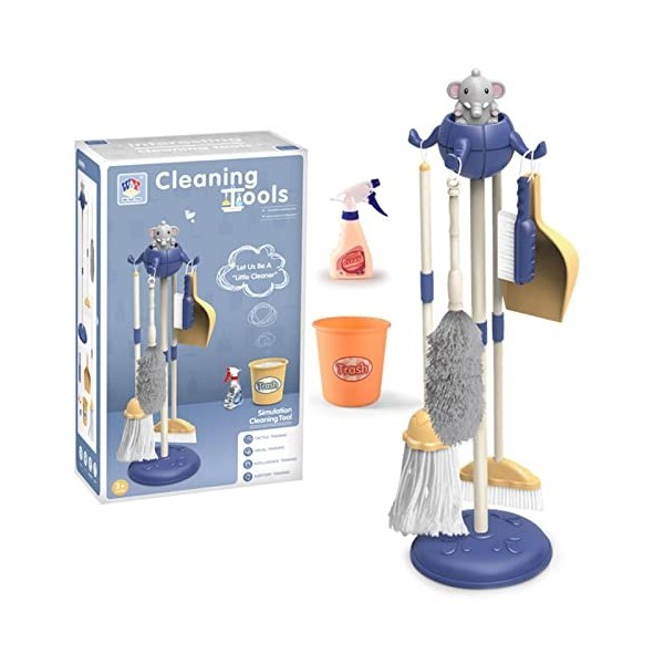 Nettoyage pour Enfants, 8 Pièces Jeu RôleNettoyage avec Balai, Balayette Et Pelle, Eponge, Jouets Ménagers Set Jeux Rôle, Jou