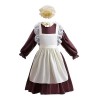 Lito Angels Deguisement Robe Costume de Village Médiéval Colonial avec Tablier et Bonnet pour Enfant Fille Taille 4-5 ans, Br