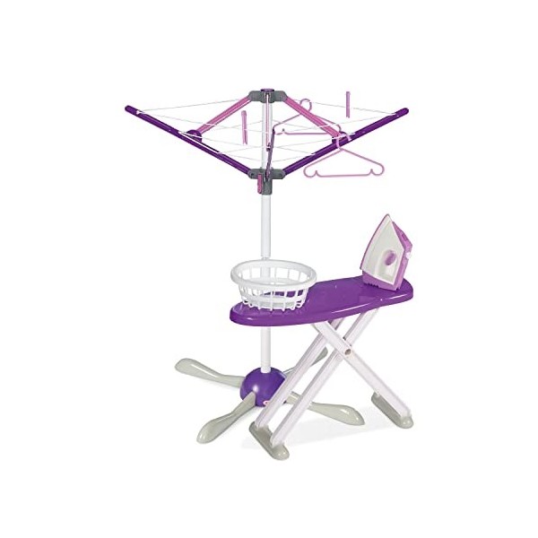 Casdon Wash Day Set, Toy Ironing Board and Washing Line for Children Aged 3+, Equipped with Pretend Steam Iron and Laundry Ba