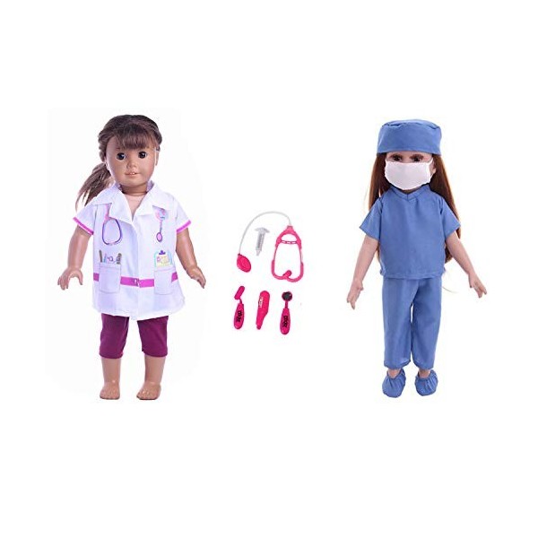 Veroda Uniformes de médecin/infirmière, stéthoscope, hôpital, équipement médical, kit Dr. semblant et jeu pour vêtements et c