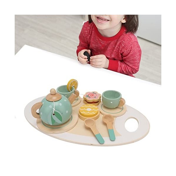 Service à Thé Jouet En Métal - Pois Bleu - Pour Enfants 3 Ans Et + - 15 Pièces - Avec Valise De Rangement - Jeu D'imitation
