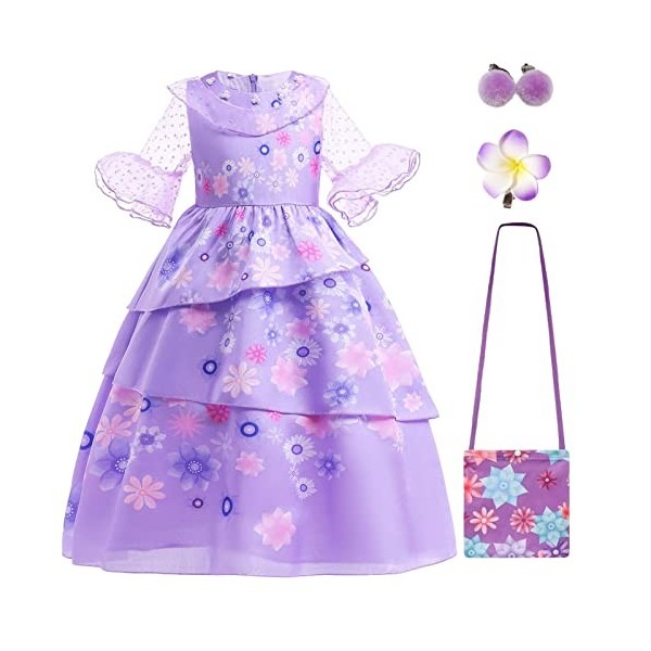 CULTURE PARTY Robe de princesse Encanto pour filles - Robe de princesse Encanto Mirabel - Costume de jeu de rôle - Pour Hallo
