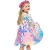 Qingzhuan Cape de sirène pour filles, cape de princesse en sequins brillants, costume pour enfants avec guirlande pour le jeu