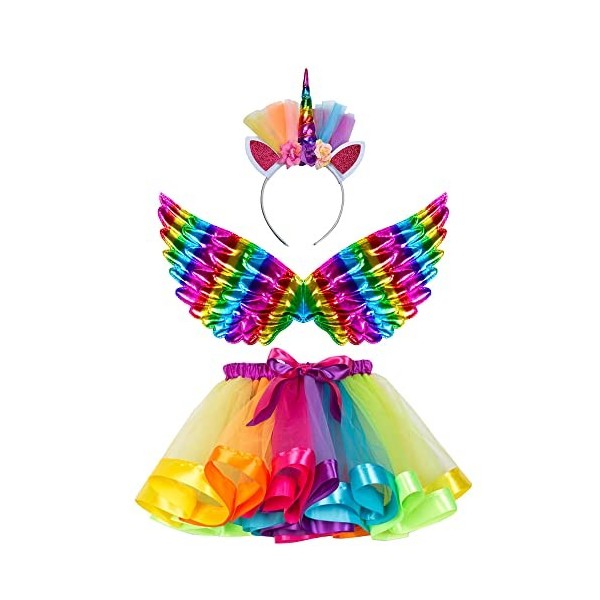 ZJstyle Robe fantaisie pour enfant - Costume de fée - Princesse Tutu - Jupe Fée magique papillon - Aile - Costume de jeu - Tu