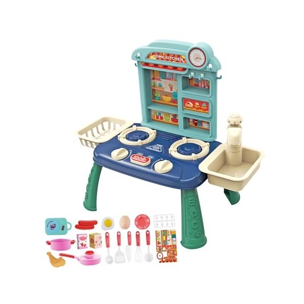 F Fityle Ensemble de Jeu pour Enfants, système de Cycle deau Automatique, Robinet de Travail éducatif et Vaisselle, Ensemble