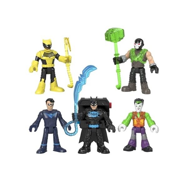 Imaginext Dc Super Friends Coffret Bat-Tech 5 Figurines Articulées Et Lumineuses, Jouet Pour Enfant De 3 À 8 Ans, Gxd67