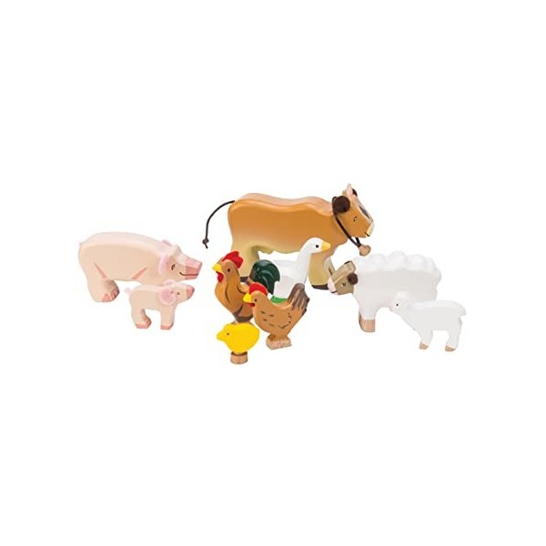 Le Toy Van TV890 Farm & Animals Collection Educational Sunny Farm Animals Wooden Figure Toy Playset , Suitable for Boys Or Gi