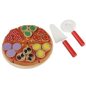 RiToEasysports Jouet à Pizza en Bois, Jeu de Pizza coloré pour Enfants, Jouet Durable pour Faire Semblant de Couper des Alime
