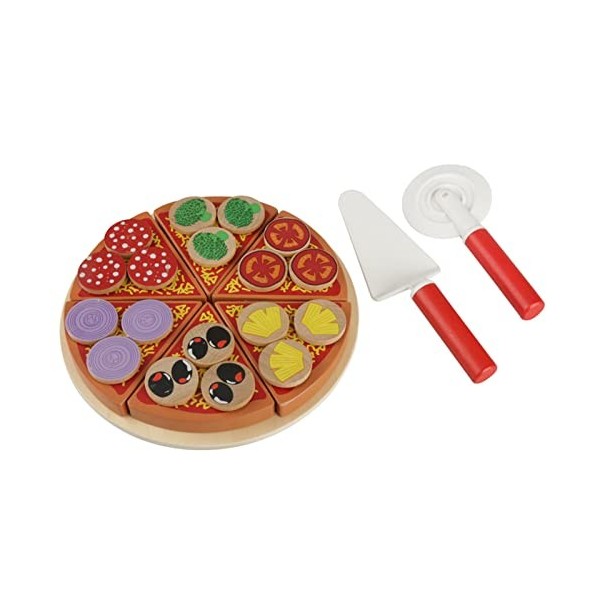 RiToEasysports Jouet à Pizza en Bois, Jeu de Pizza coloré pour Enfants, Jouet Durable pour Faire Semblant de Couper des Alime