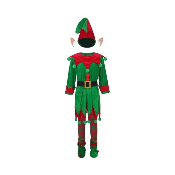 Costumes De Lutin De Noël Pour Toute La Famille - Vert Et Rouge - Taille Enfant Et Adulte - Pour Fêtes Et Photos