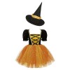 Oyolan Enfant Fille Déguisement Sorcière Robe Citrouille Tutu Robe Princesse Costume Halloween Spectacle Cadeau Halloween 2-1