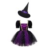 Oyolan Enfant Fille Déguisement Sorcière Robe Citrouille Tutu Robe Princesse Costume Halloween Spectacle Cadeau Halloween 2-1